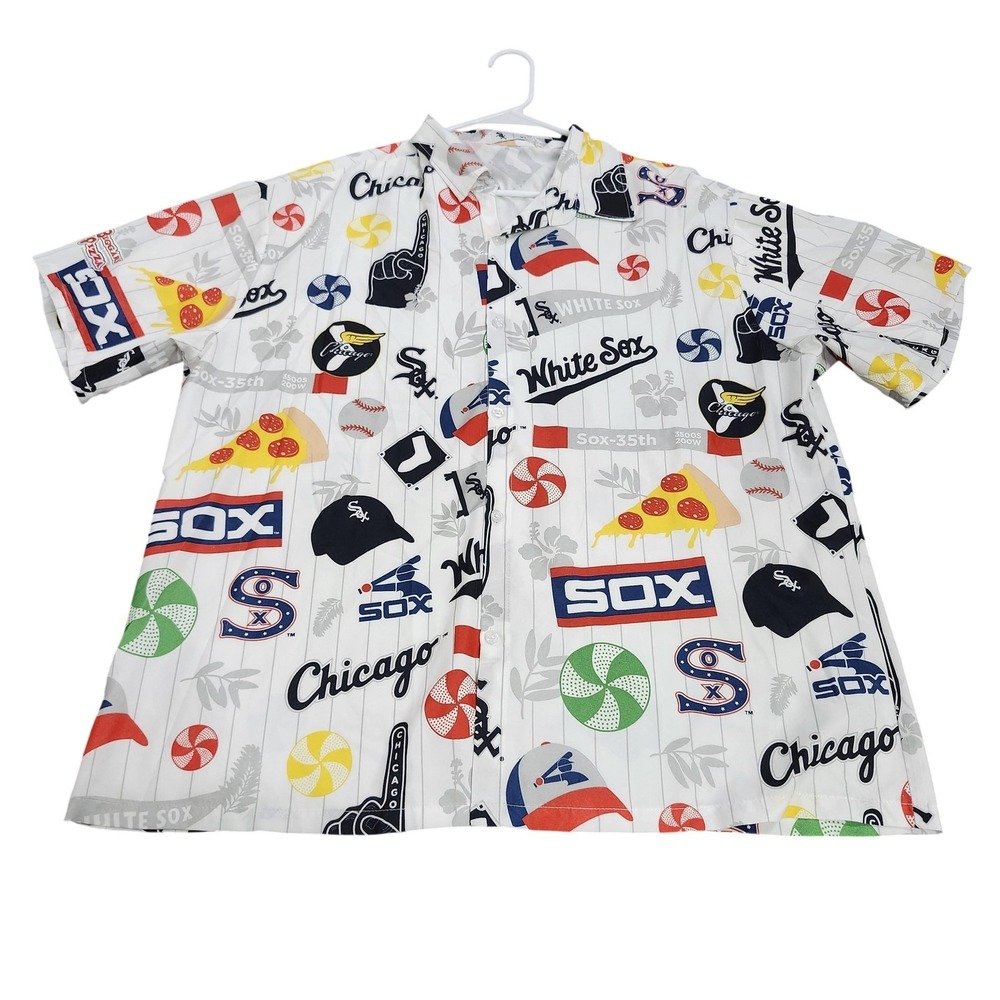 Chicago White Sox Shirt Mens XL Multi-Color MLB Baseball Hawaiian Button Front